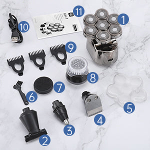 GroomSkull® Precision Pro - Shaving Perfection, 6 Unparalleled Blades.