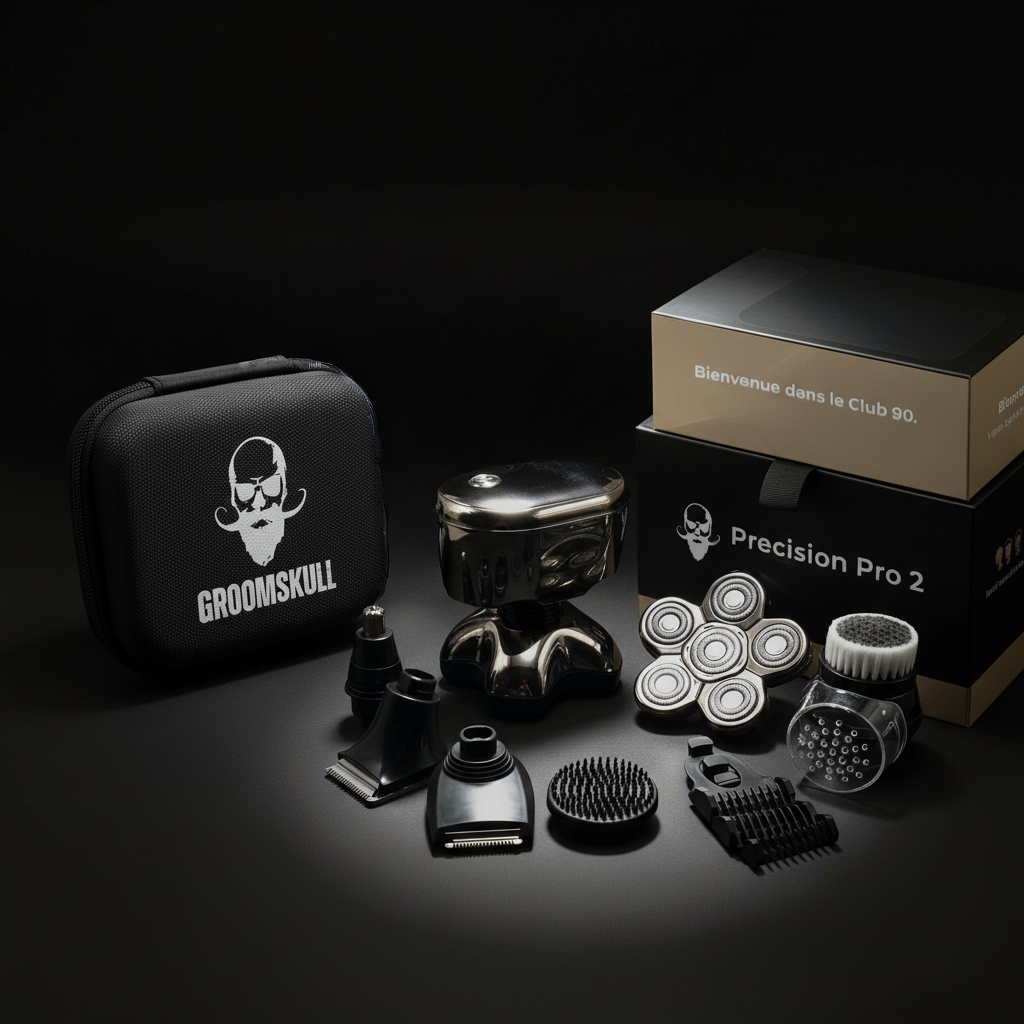 GroomSkull® Precision Pro 2 - Shaving Perfection, Unrivaled SkinFlow™ Blades.