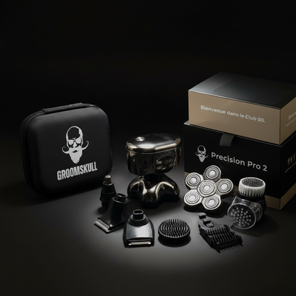 GroomSkull® Precision Pro 2 - Shaving Perfection, Unrivaled SkinFlow™ Blades.