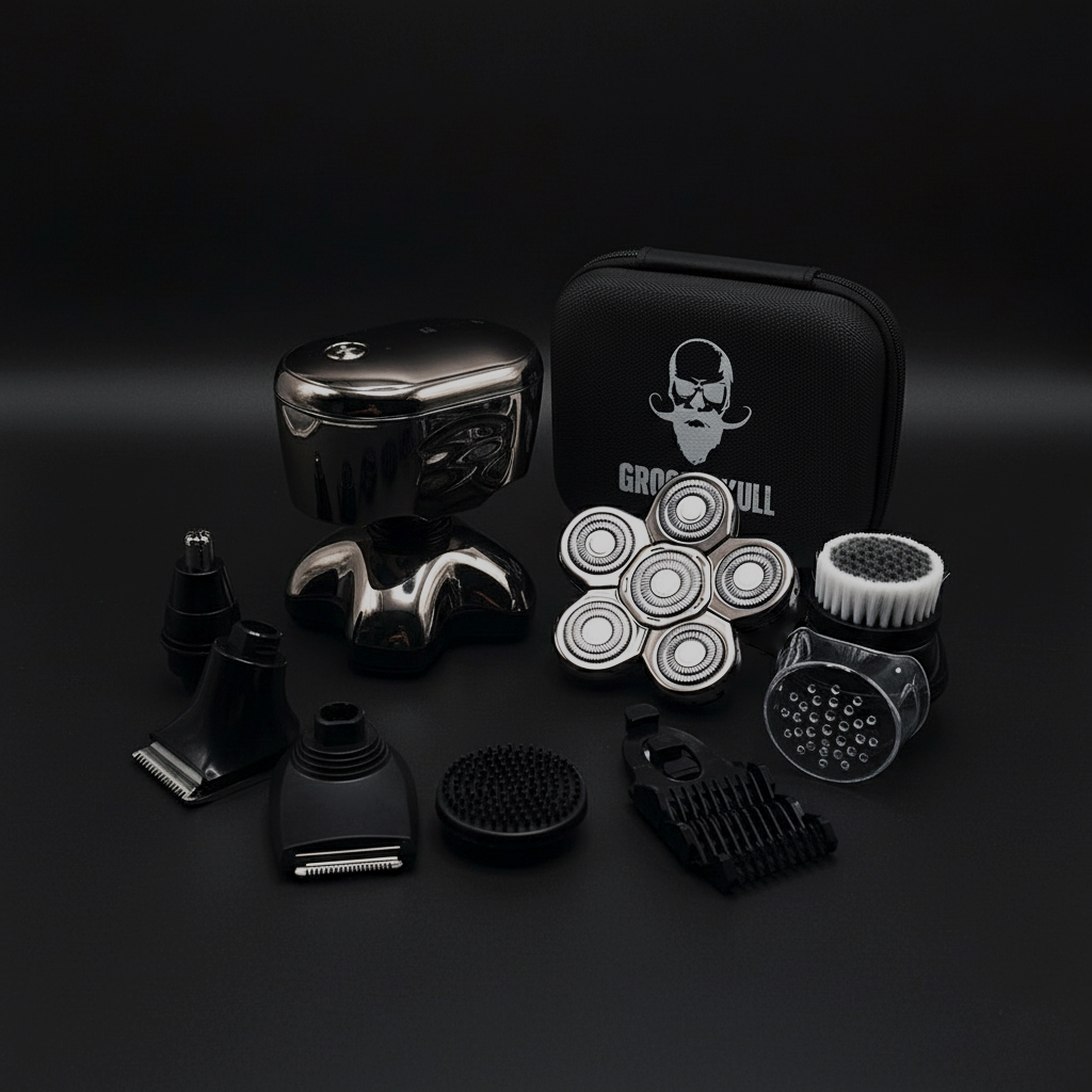 GroomSkull® Precision Pro 2 - Shaving Perfection, Unrivaled SkinFlow™ Blades.