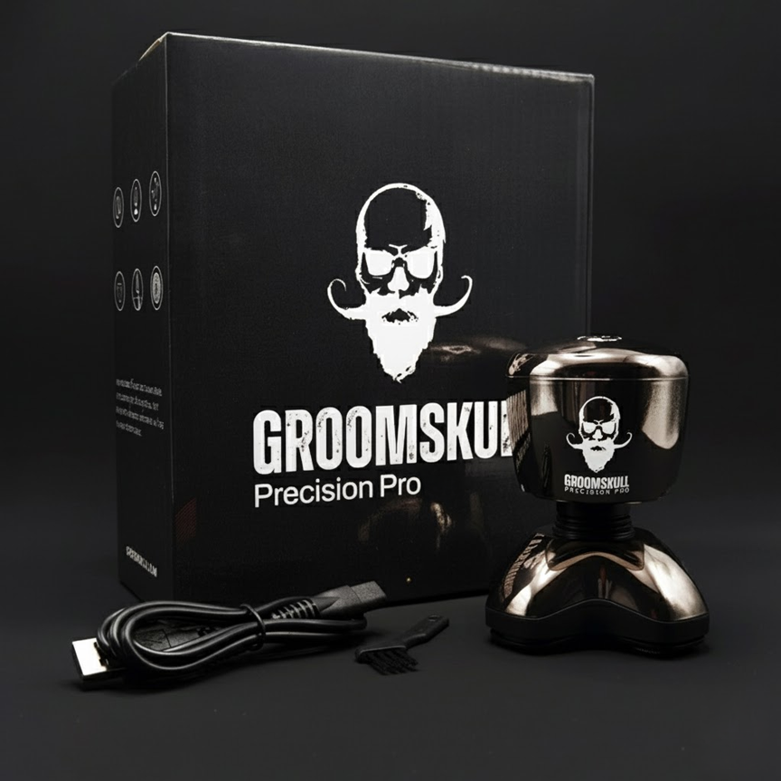 GroomSkull® Precision Pro 2 - Shaving Perfection, Unrivaled SkinFlow™ Blades.
